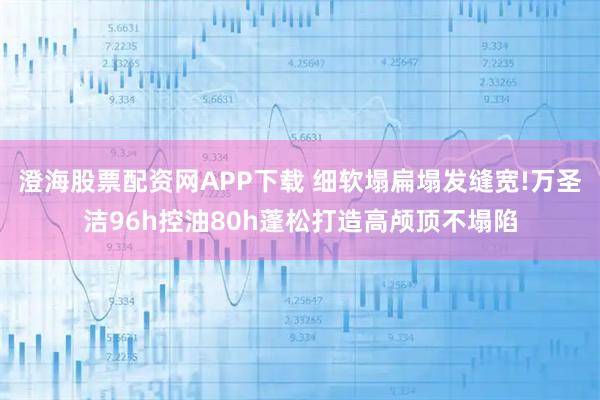 澄海股票配资网APP下载 细软塌扁塌发缝宽!万圣洁96h控油80h蓬松打造高颅顶不塌陷